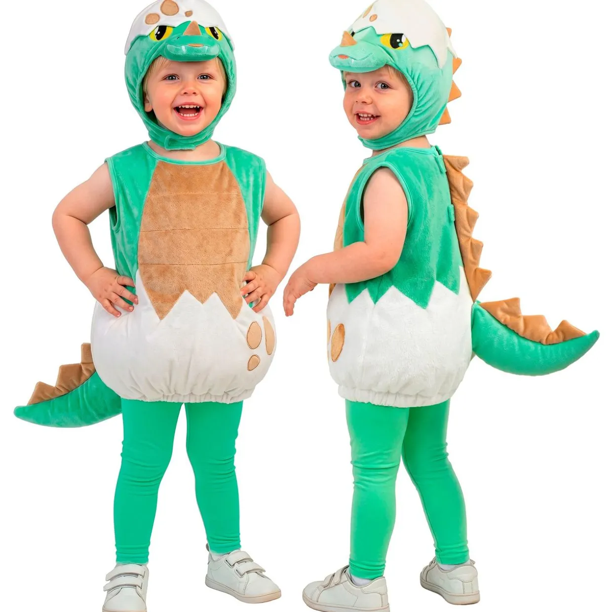 Disfraz de Dinosaurio Verde Cascarón para bebé