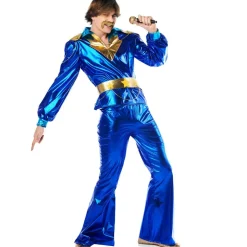Disfraz de Disco Azul Años 70 para hombre