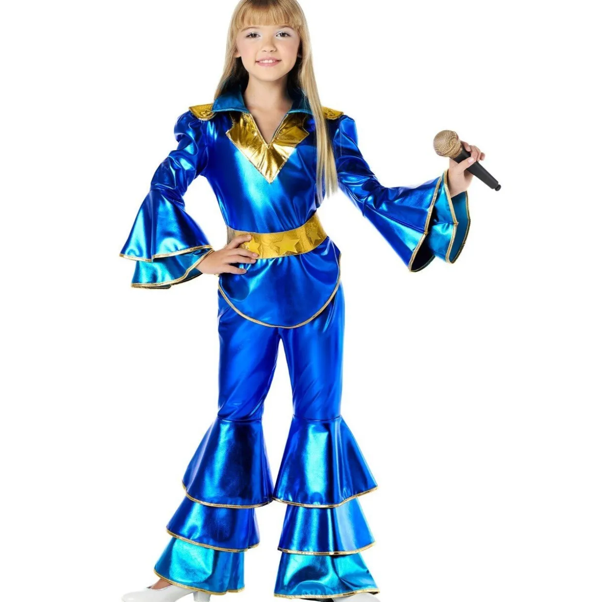 Disfraz de Disco Azul Años 70 para niña