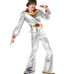 Disfraz de Disco Plata Años 70 para hombre