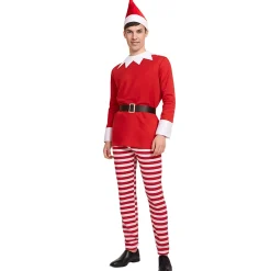 Disfraz de Elfo de la Navidad Rayas para hombre