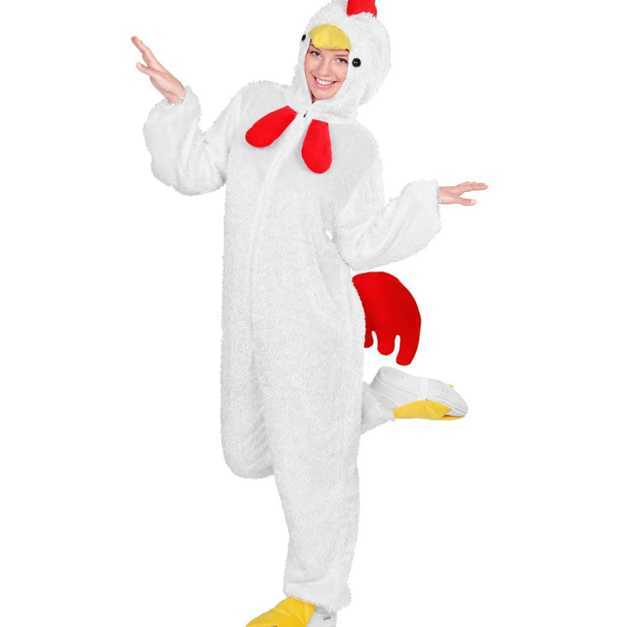 Disfraz de Gallo Blanco Peluche para adulto