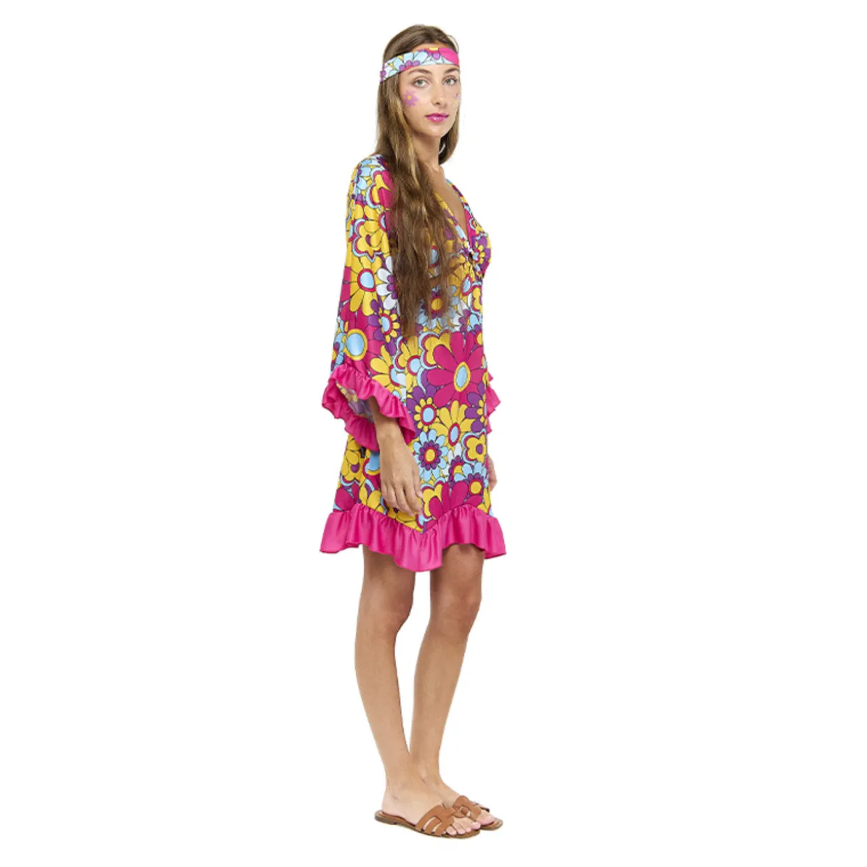 Disfraz de Hippie Fucsia para mujer