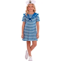 Disfraz de Marinera Azul Rayas para niña