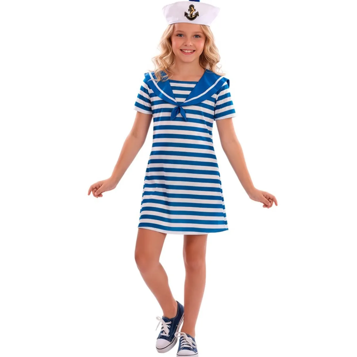 Disfraz de Marinera Azul Rayas para niña