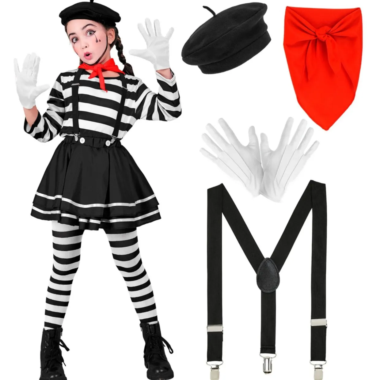 Disfraz de Mimo Bicolor para niña