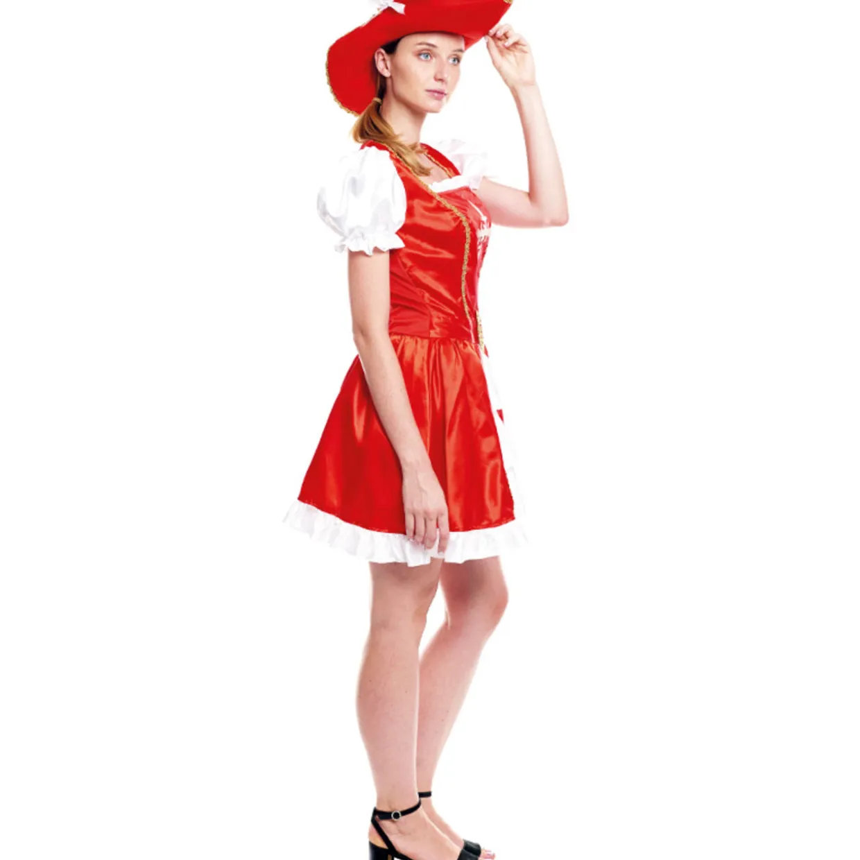 Disfraz de Mosquetera Roja para mujer