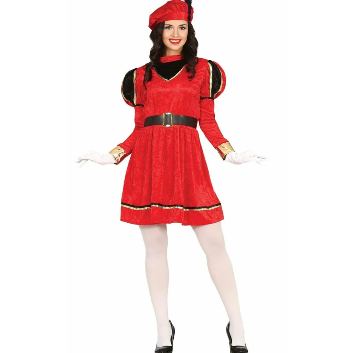 Disfraz de Paje Real Navideño Rojo para mujer