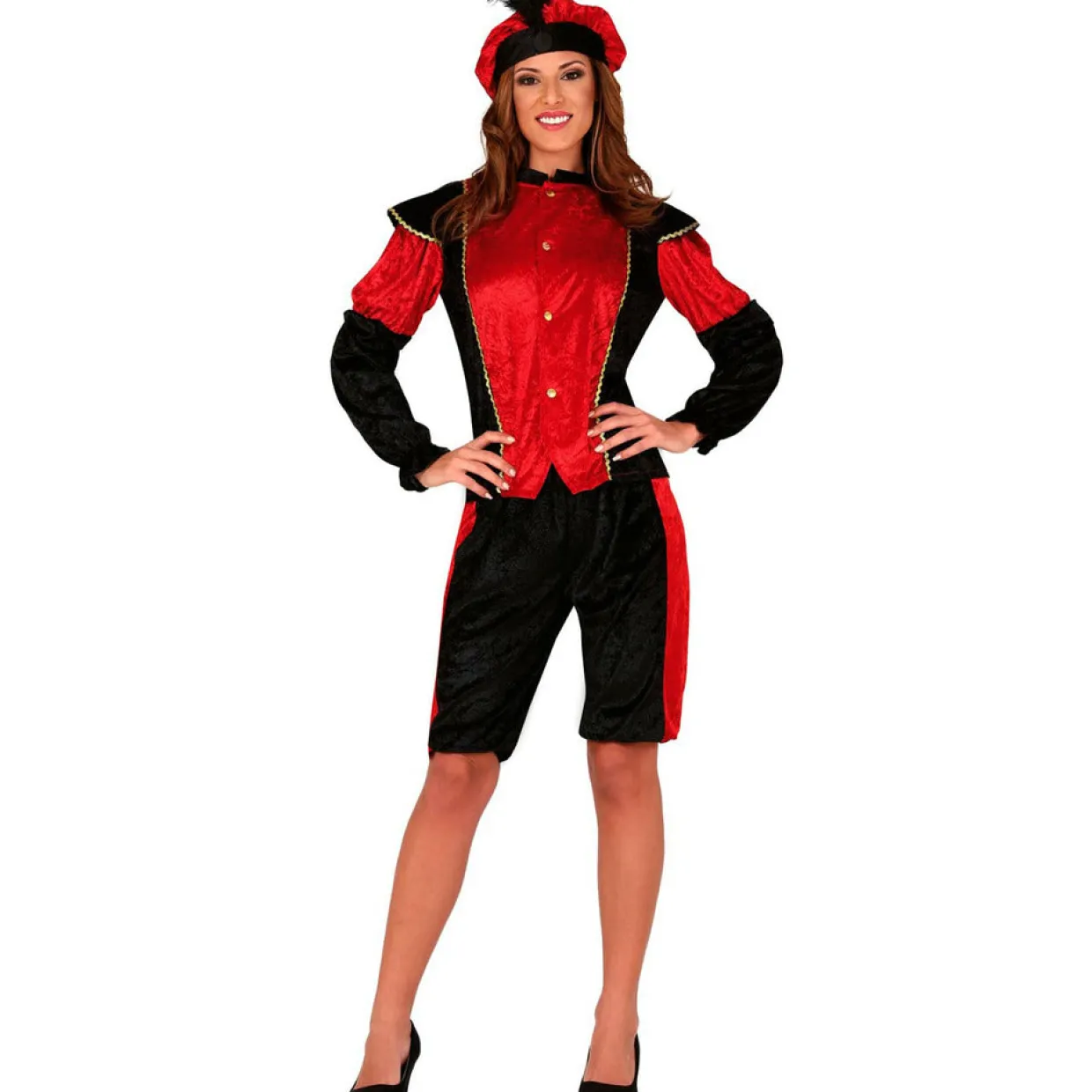 Disfraz de Paje Real Rojo para mujer