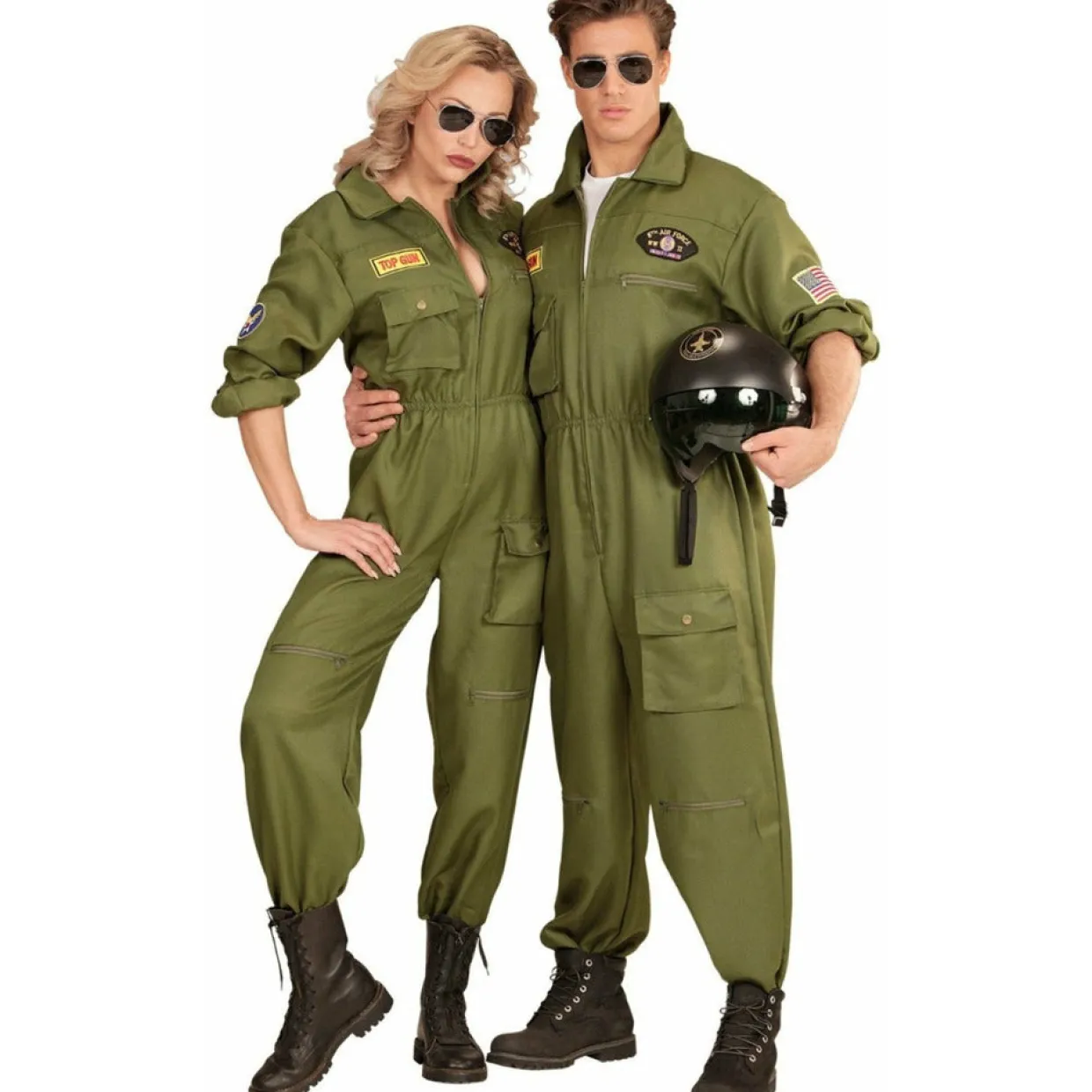 Disfraz de Piloto Combate Verde para hombre