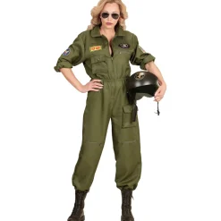 Disfraz de Piloto Combate Verde para mujer