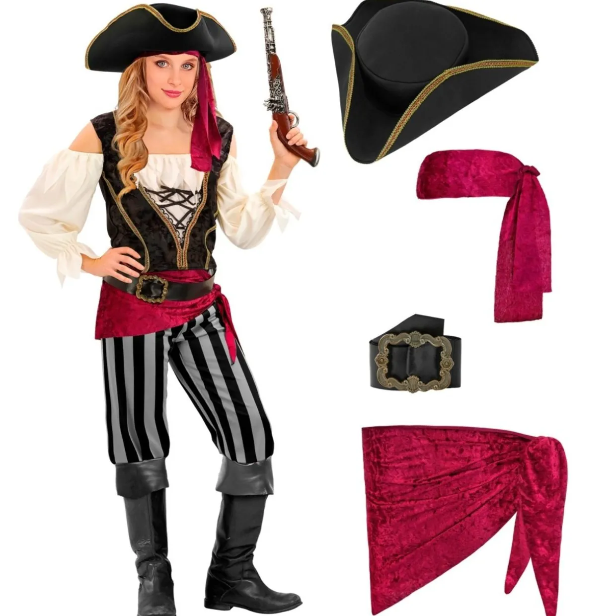 Disfraz de Piratesa Fajín para niña