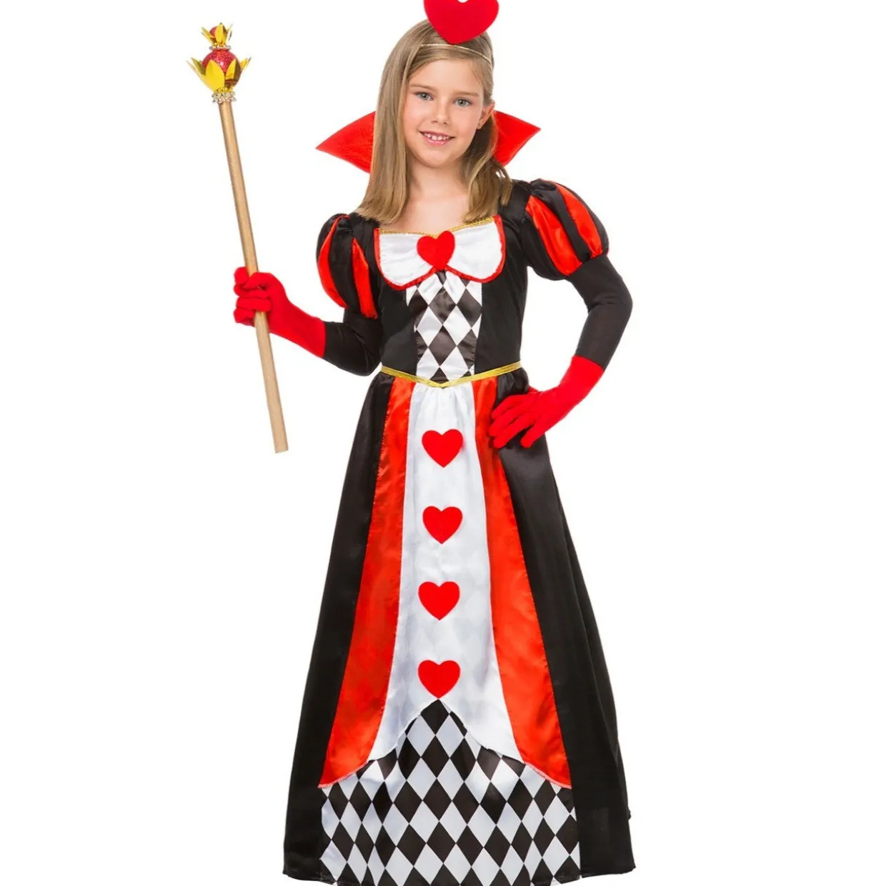 Disfraz de Reina de Corazones con Guantes para niña