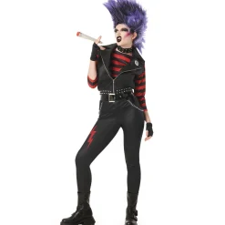 Disfraz de Rockero Punky Rayas para mujer