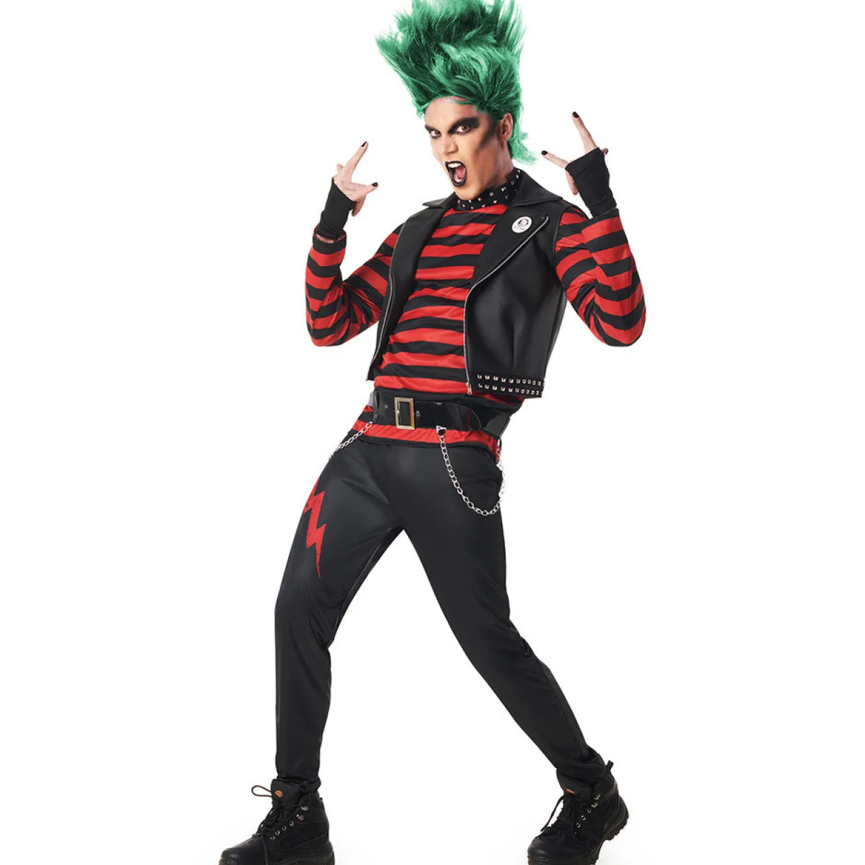 Disfraz de Rockero Punky Rayas para hombre