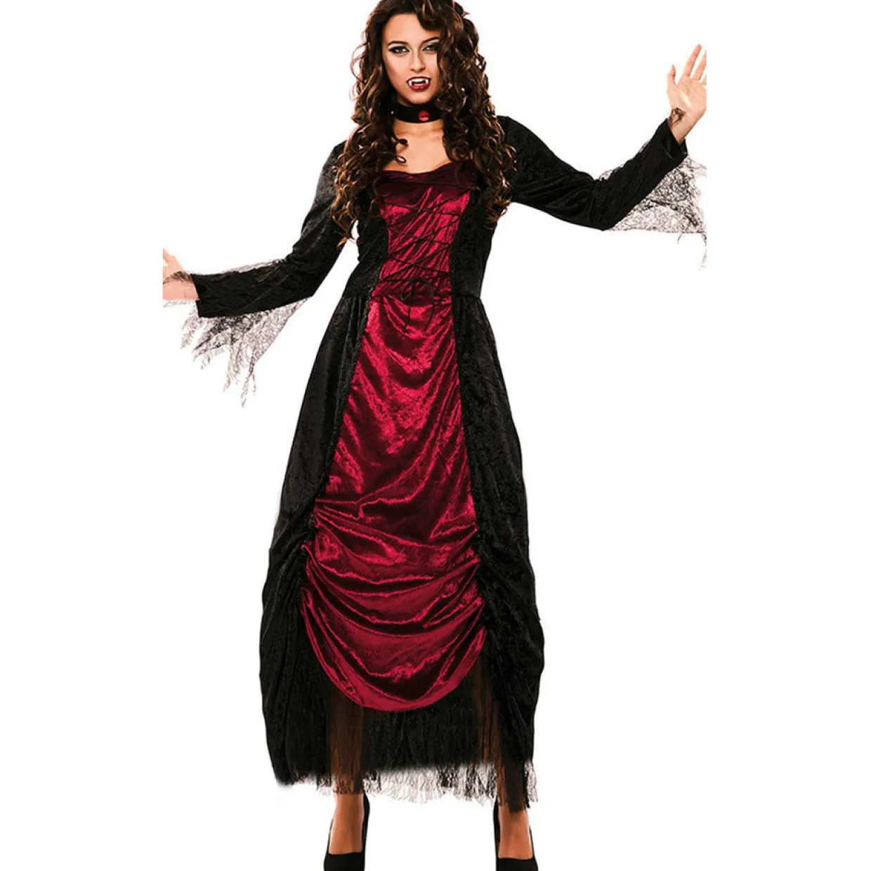 Disfraz de Vampiresa con Collar para mujer