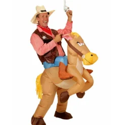 Disfraz de Vaquero con Caballo Hinchable adulto