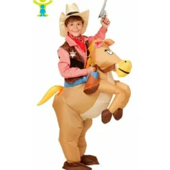 Disfraz de Vaquero con Caballo Hinchable infantil