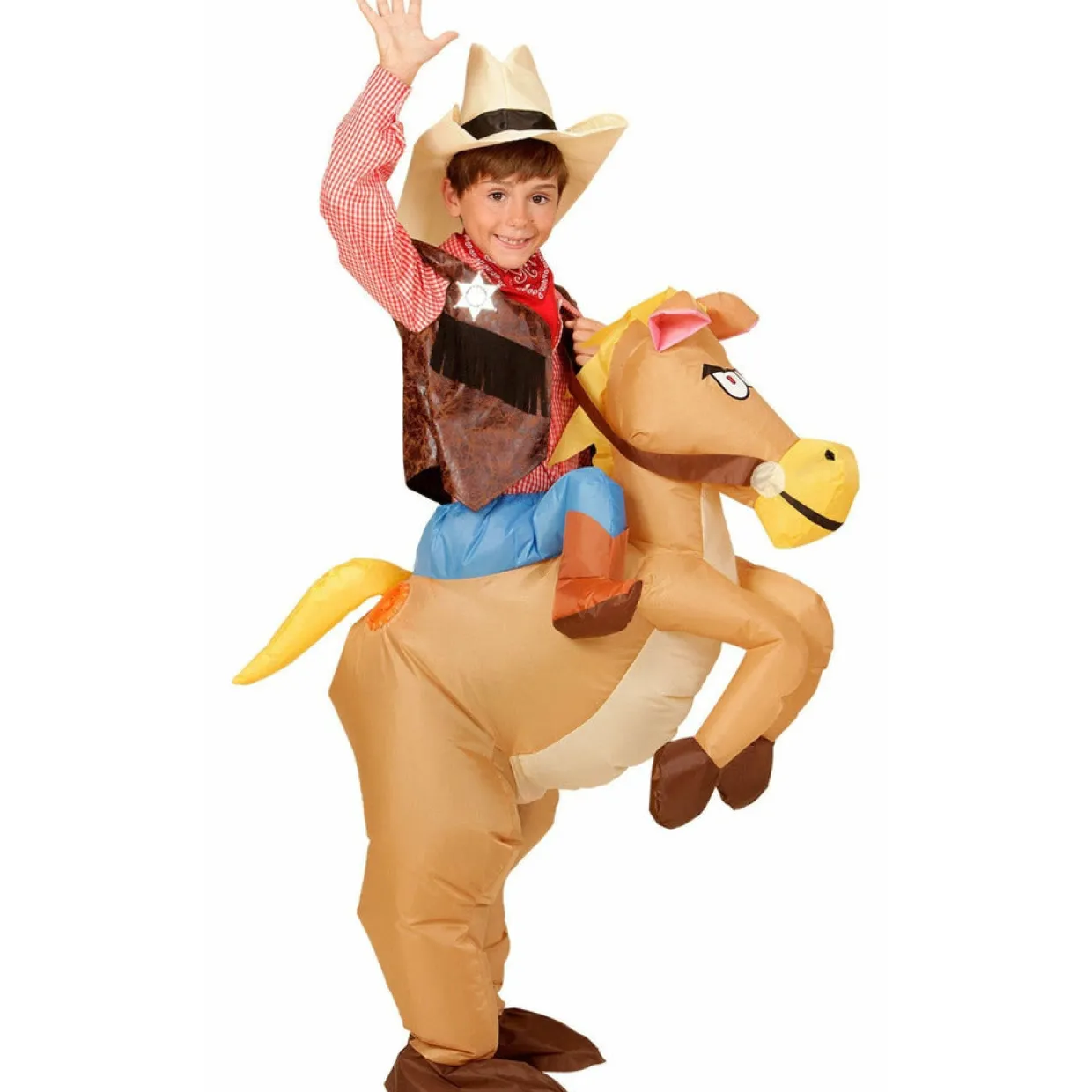 Disfraz de Vaquero con Caballo Hinchable infantil