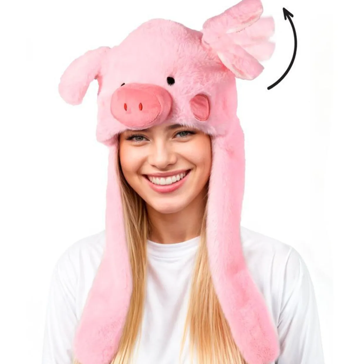 Gorro de Cerdo con Orejas Móviles y Luz