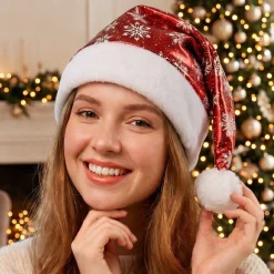 Gorro de Navidad Rojo Metalizado