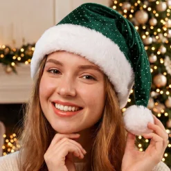 Gorro de Navidad Verde Brillos