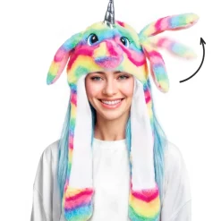 Gorro de Unicornio Multicolor con Orejas Móviles y Luz