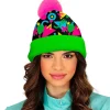 Gorro Rosa y Verde de Lana