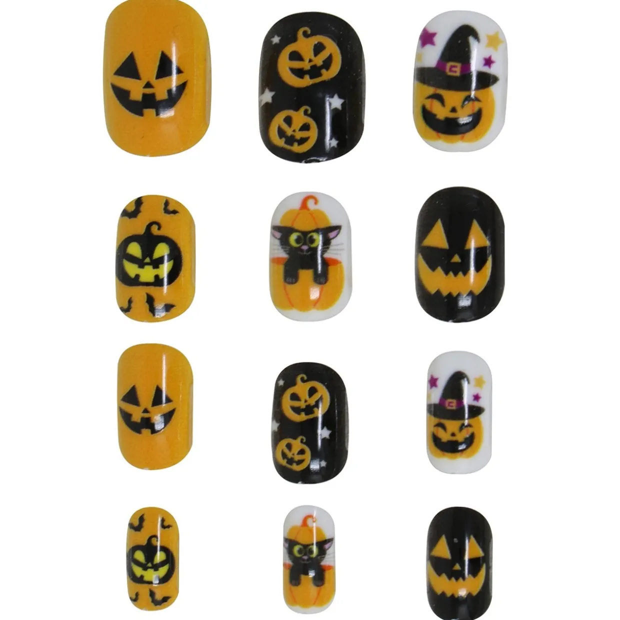 Kit de 12 Uñas Halloween Calabazas infantil