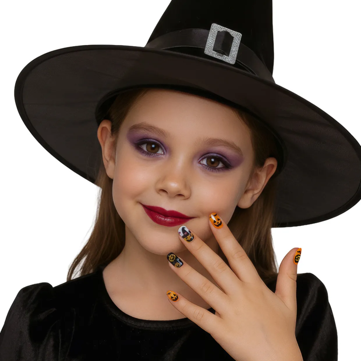 Kit de 12 Uñas Halloween Calabazas infantil