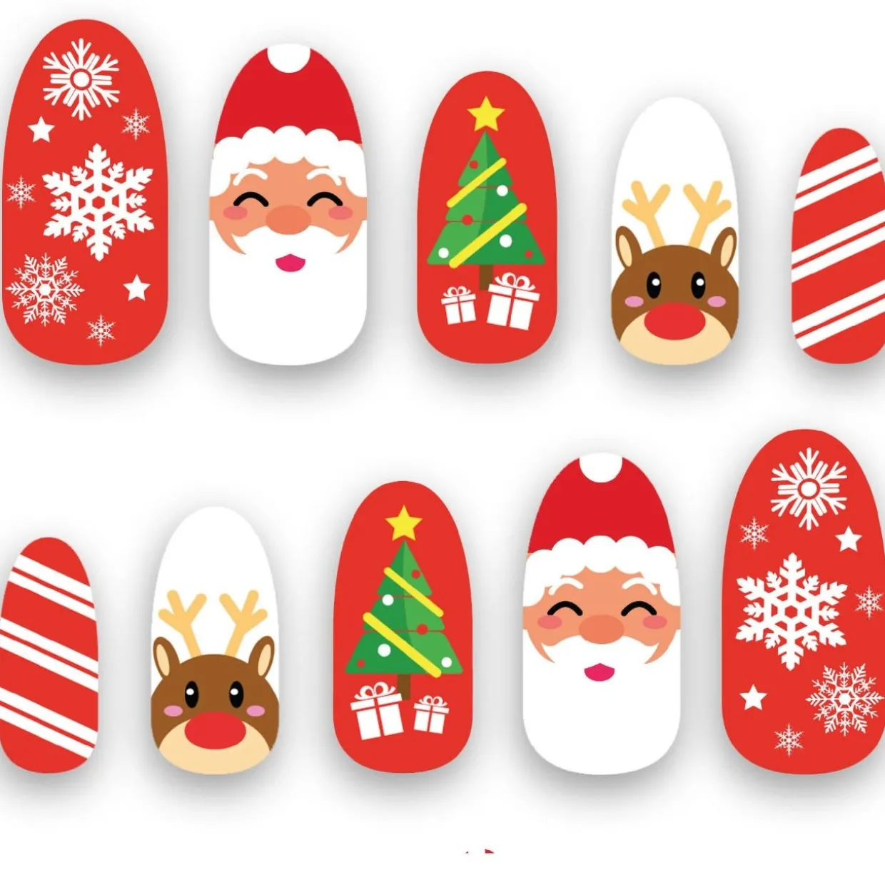 Kit de 10 Uñas Navideñas