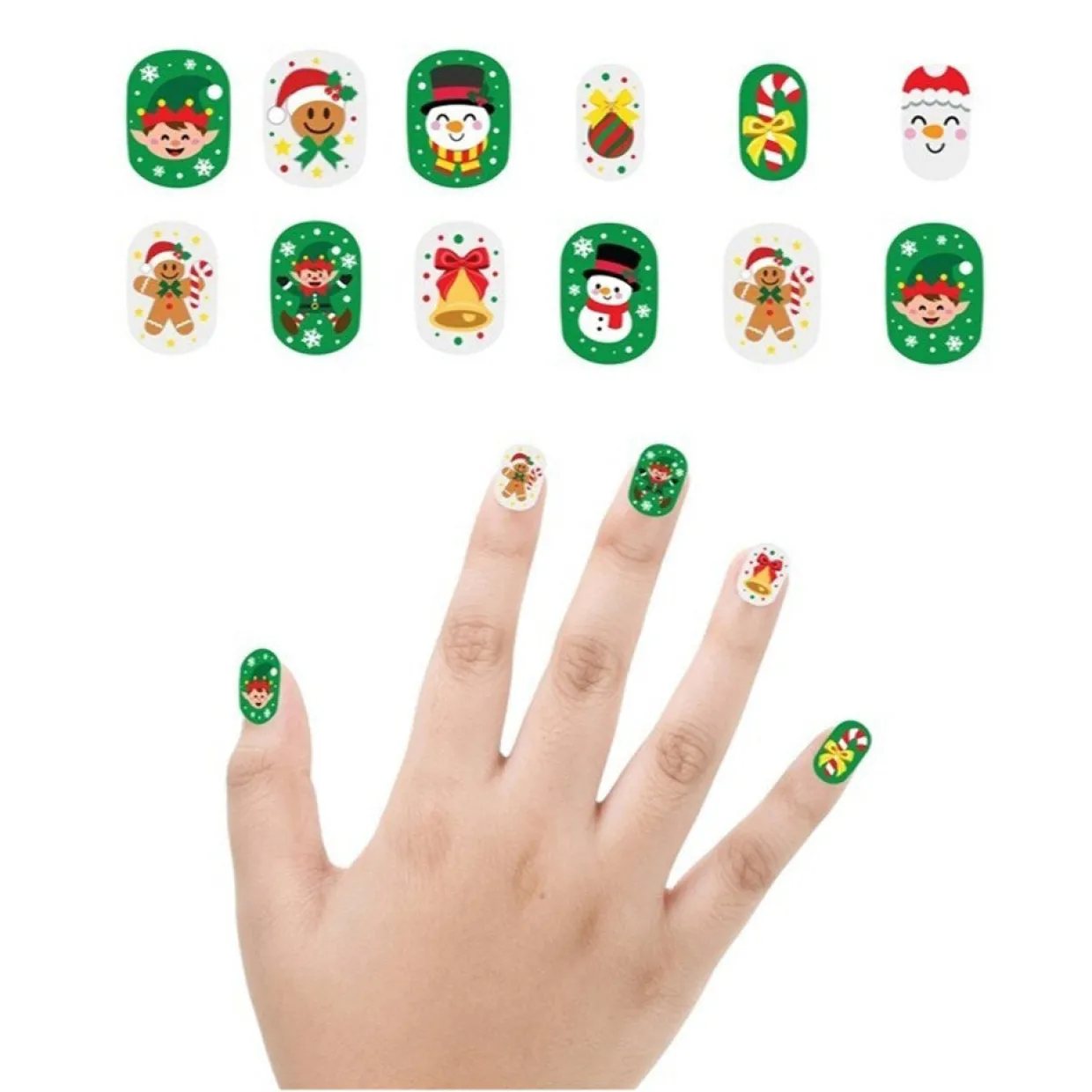 Kit de 12 Uñas Navideñas Elfo