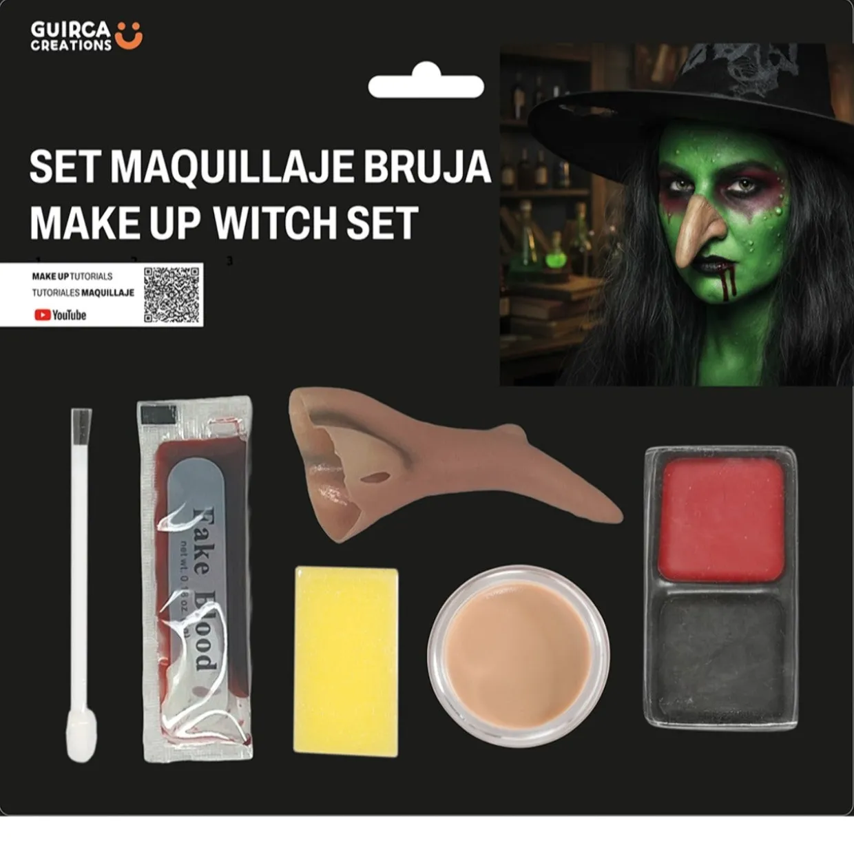 Kit Maquillaje de Bruja con Nariz