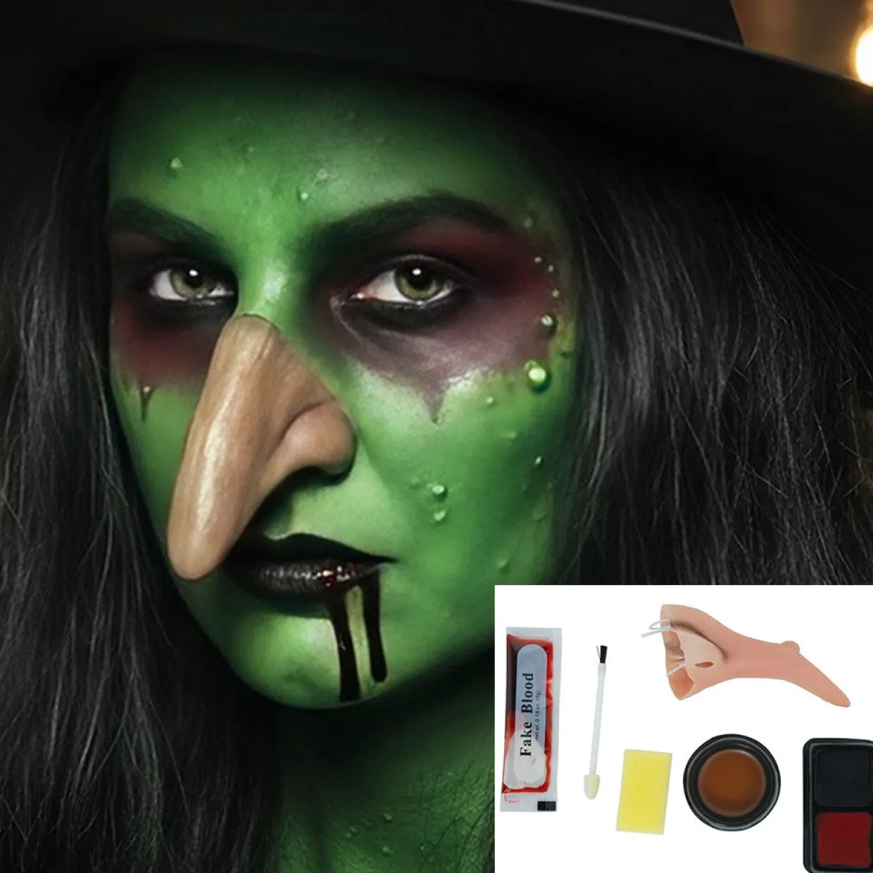 Kit Maquillaje de Bruja con Nariz