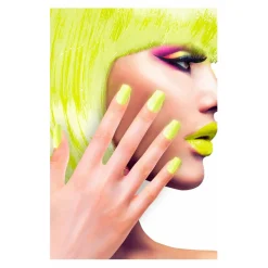 Kit 12 Uñas Amarillo Fluorescente