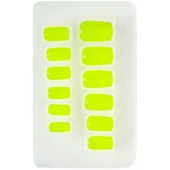 Kit 12 Uñas Amarillo Fluorescente
