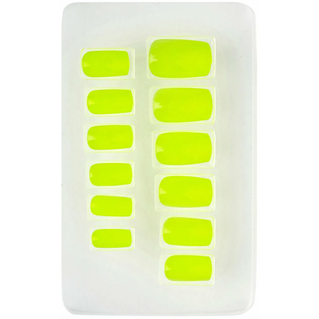 Kit 12 Uñas Amarillo Fluorescente