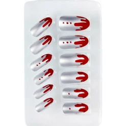 Kit 12 Uñas Plata Ensangrentada