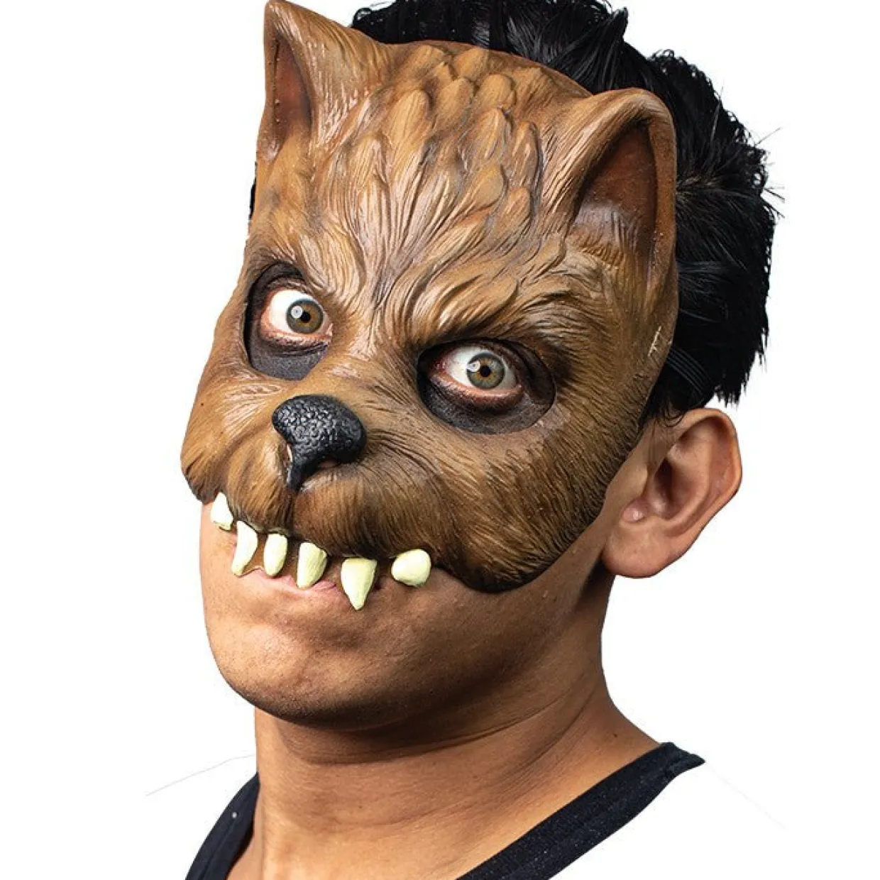 Media Máscara de látex de Lobo Marrón