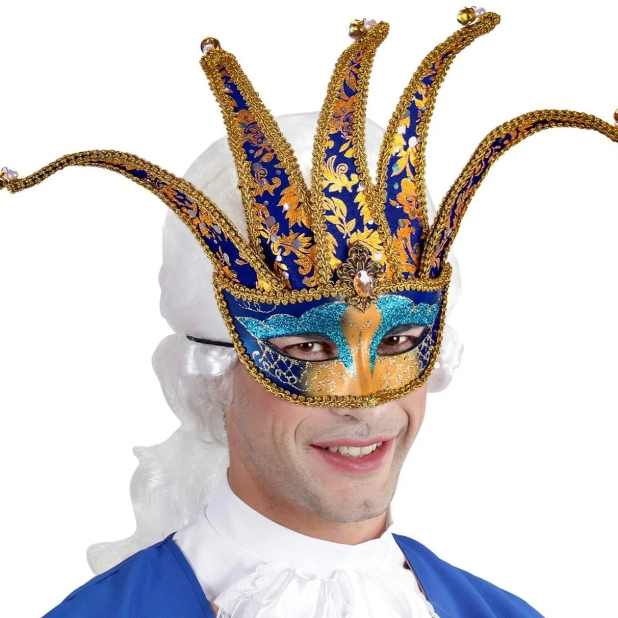 Máscara Veneciana de Arlequín Azul