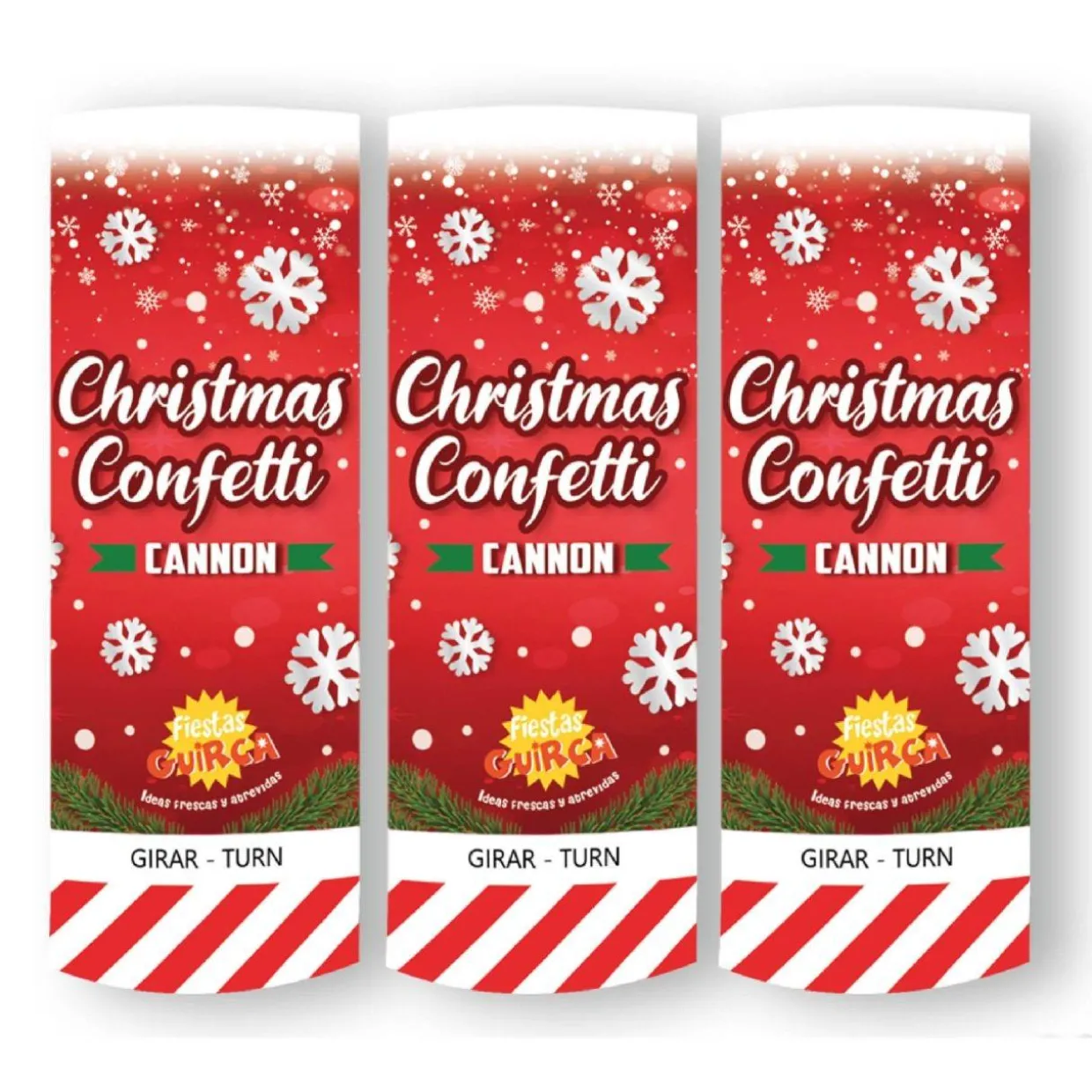 Pack 3 Cañones Confeti Copos de Navidad