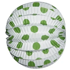 Pack 12 Farolillos de Feria Blancos con Lunares Verdes