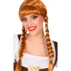 Peluca Castaña con Flequillo y Trenzas
