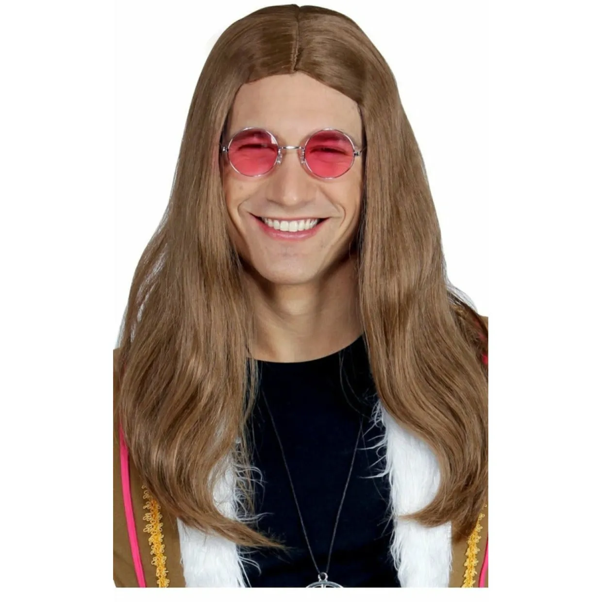 Peluca Castaña Larga Groovy