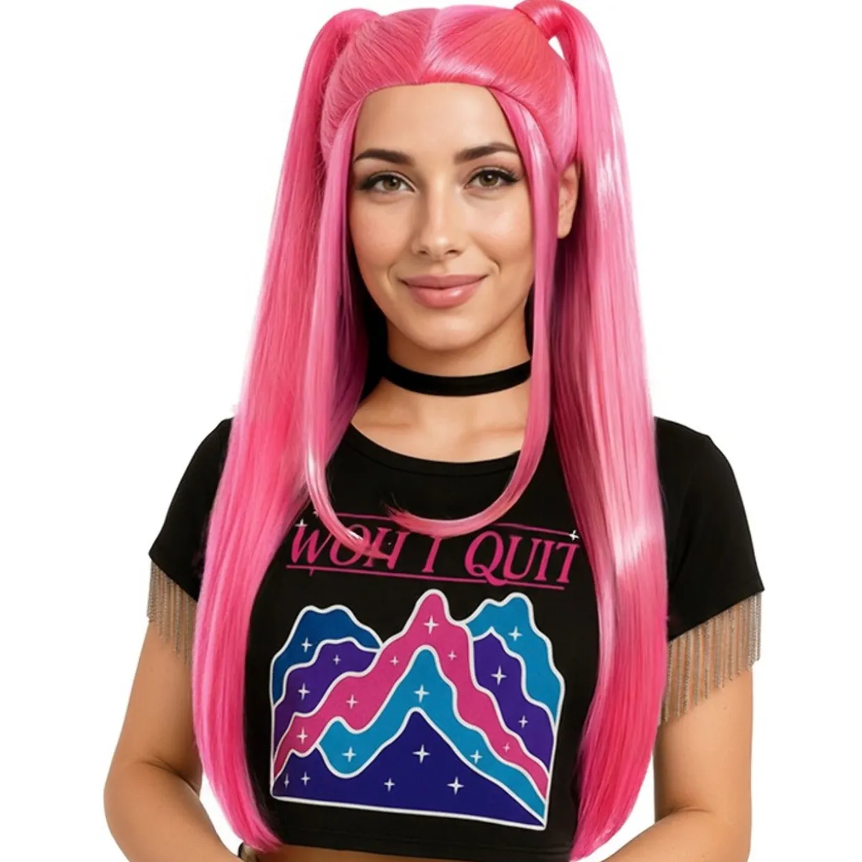 Peluca de Cantante K-Pop Fucsia