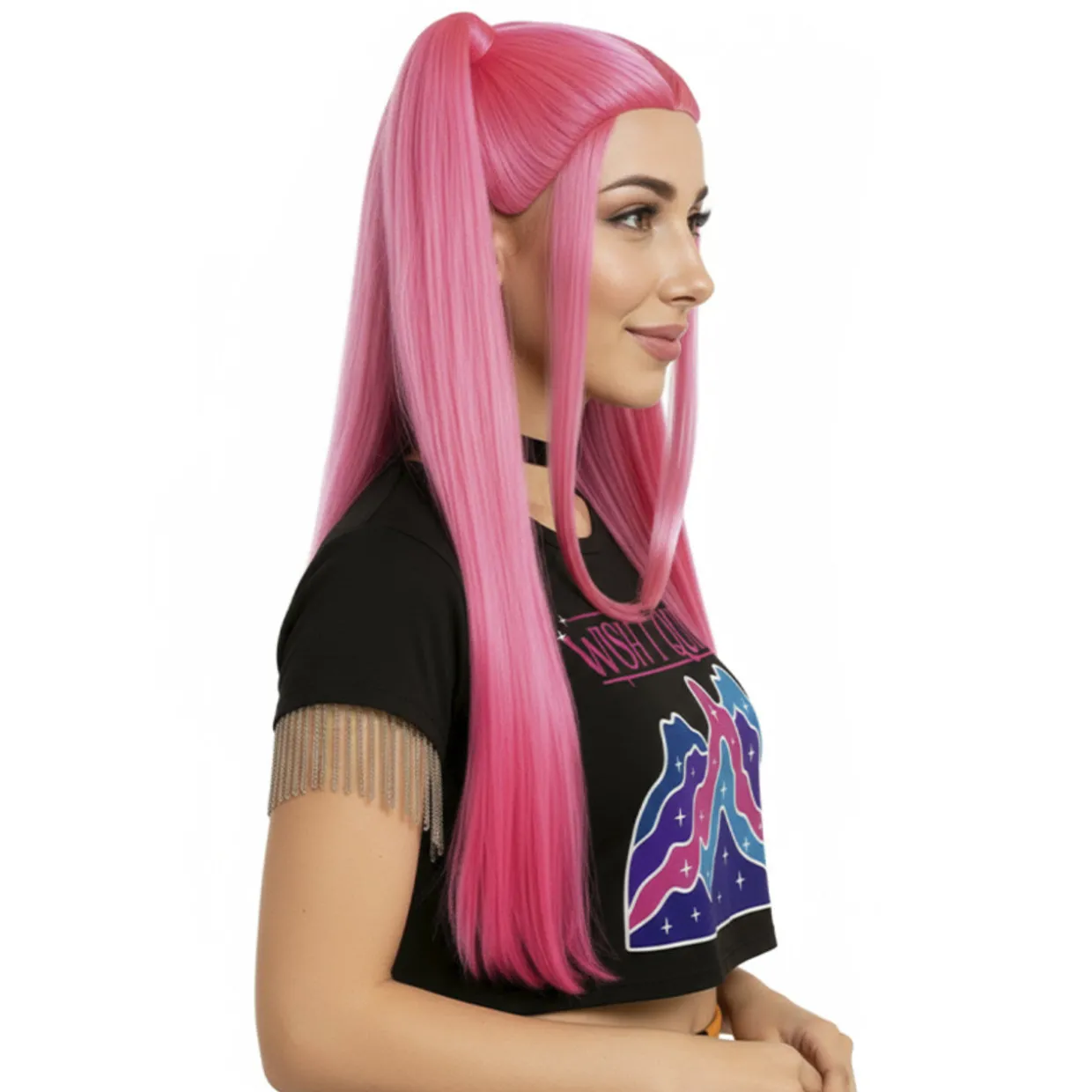 Peluca de Cantante K-Pop Fucsia