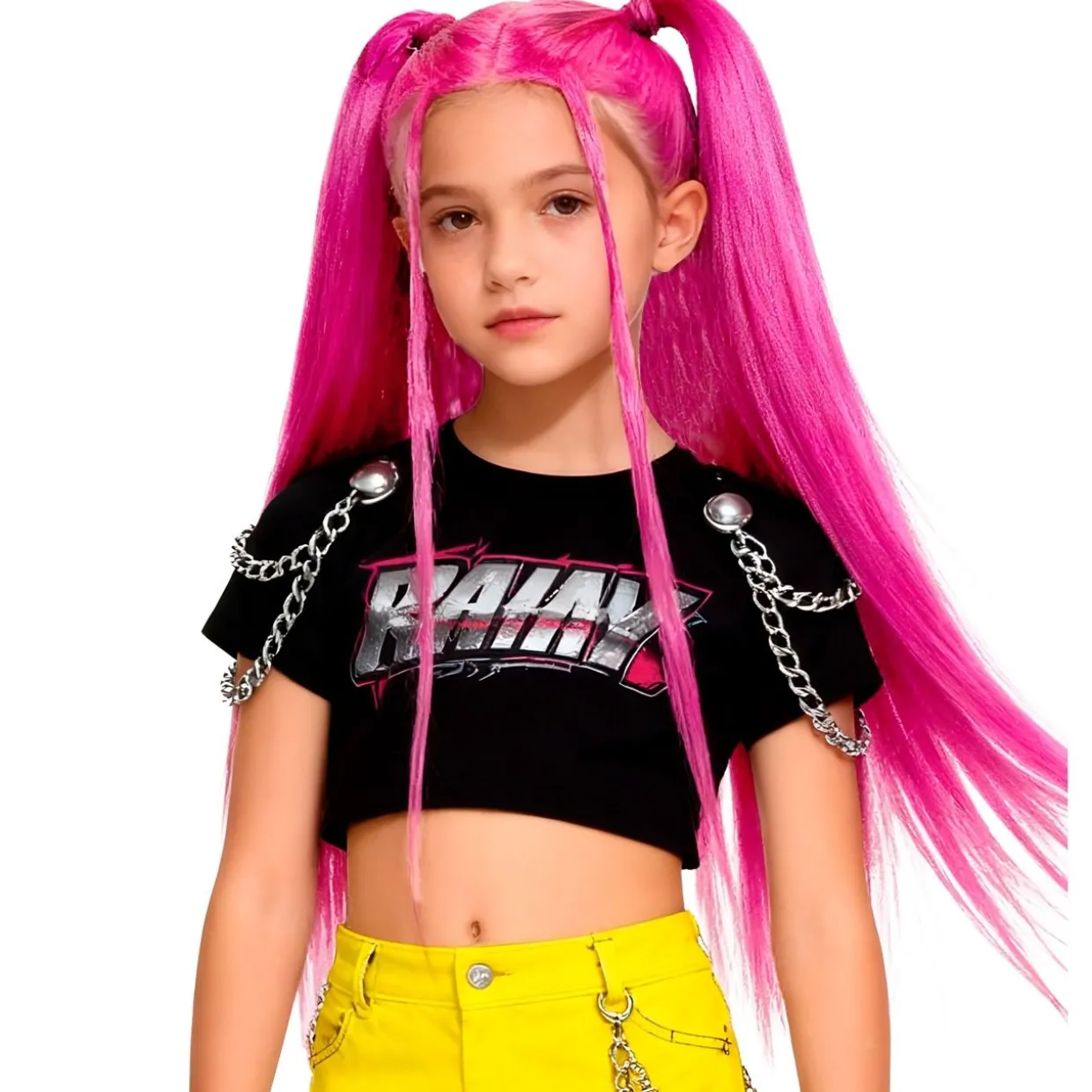 Peluca de Cantante K-Pop Fucsia infantil