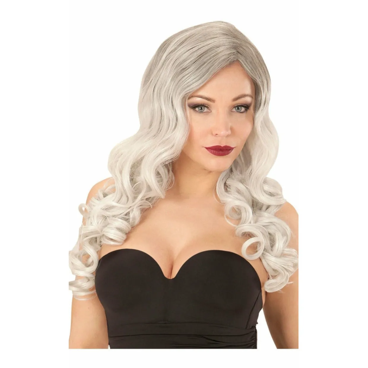 Peluca Larga Ondas Gris