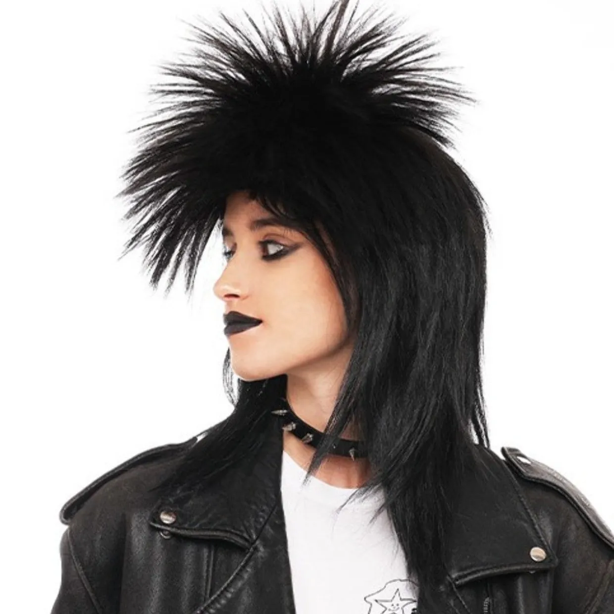 Peluca Punky Negra Larga