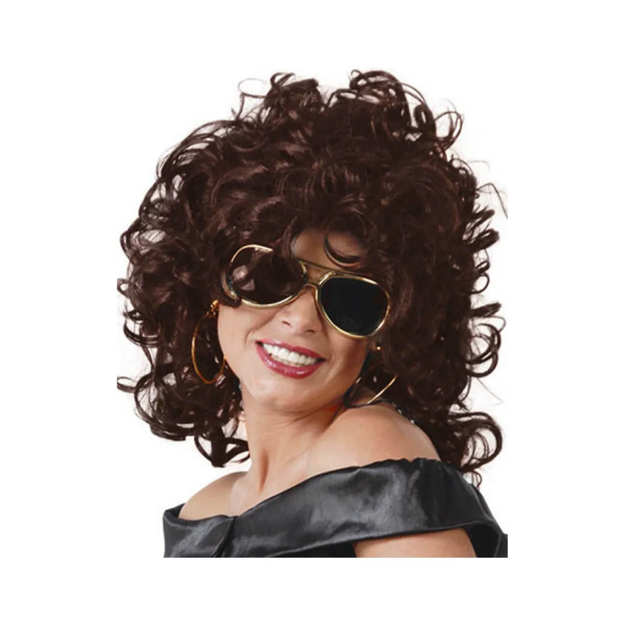 Peluca Rizada Castaña